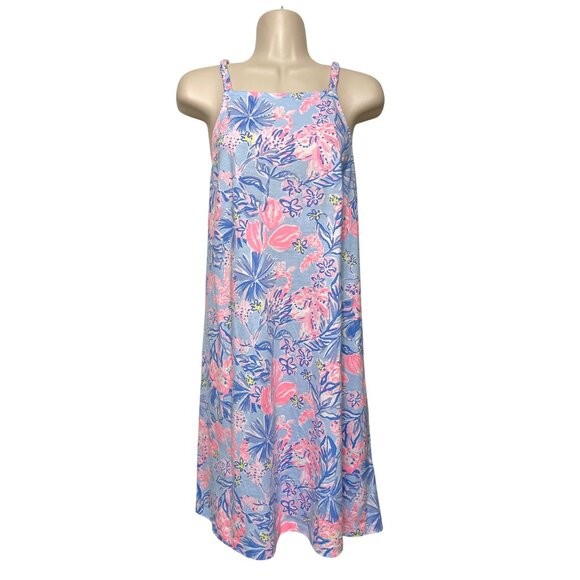 New Lilly Pulitzer Kyleigh Sleeveless Floral Print Mini Dress in Blue Size M - Picture 5 of 14